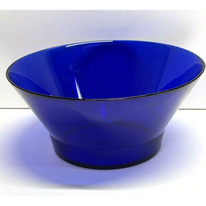 MCM Vintage Cobalt Blue Glass Serving Bowl MCM Textured‎ Bottom HTF